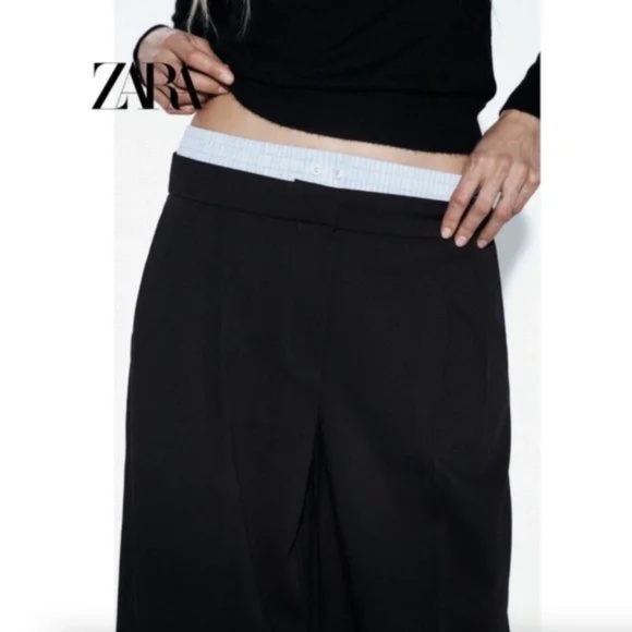 ZARA contrast double waist trousers boxer trim pants women size XS capsule smart - Picture 6 of 6